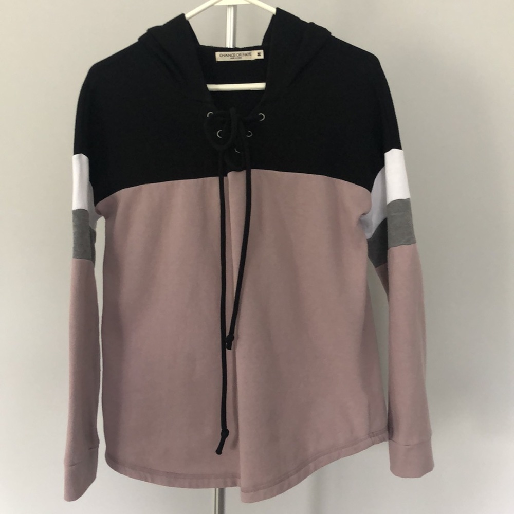 Chance or Fate Color Block Hoodie Sweatshirt Sz M